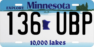 MN license plate 136UBP