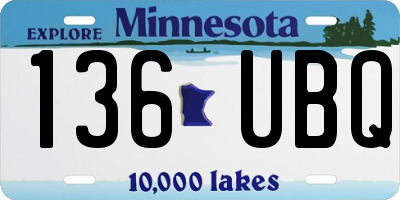 MN license plate 136UBQ