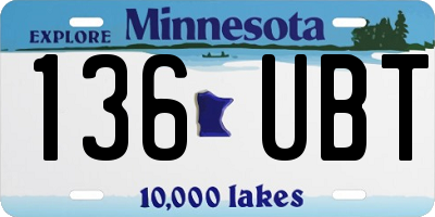 MN license plate 136UBT