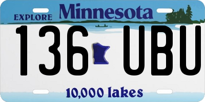 MN license plate 136UBU