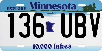 MN license plate 136UBV