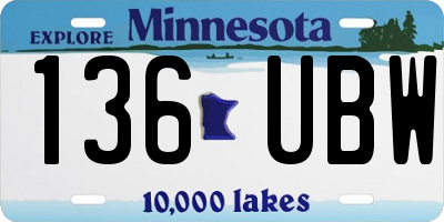 MN license plate 136UBW