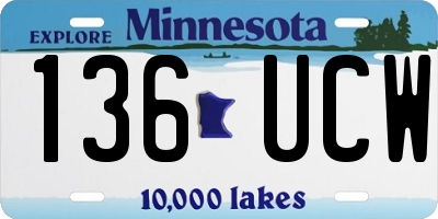 MN license plate 136UCW