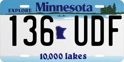 MN license plate 136UDF