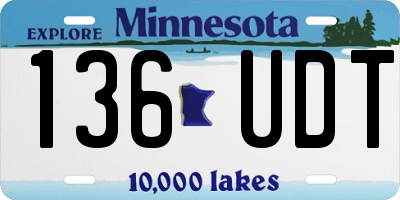 MN license plate 136UDT