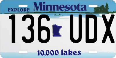 MN license plate 136UDX