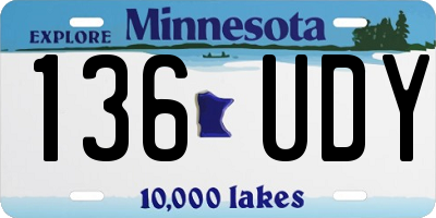 MN license plate 136UDY