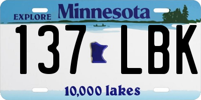 MN license plate 137LBK