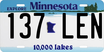 MN license plate 137LEN