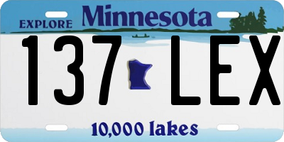 MN license plate 137LEX