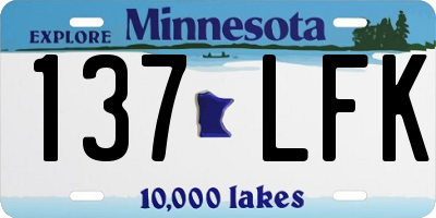 MN license plate 137LFK