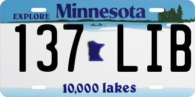 MN license plate 137LIB