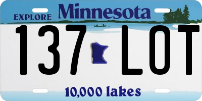 MN license plate 137LOT