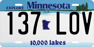 MN license plate 137LOV