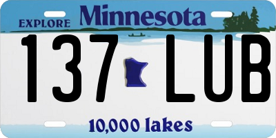MN license plate 137LUB
