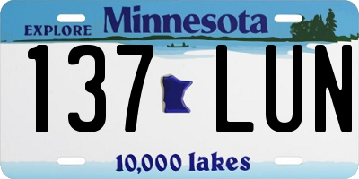 MN license plate 137LUN