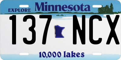 MN license plate 137NCX