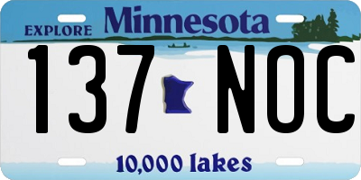 MN license plate 137NOC