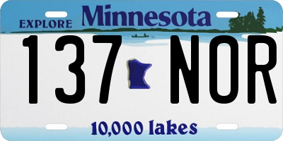 MN license plate 137NOR