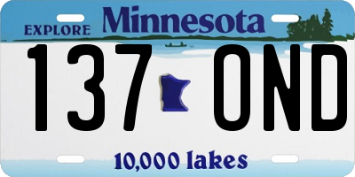 MN license plate 137OND