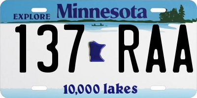 MN license plate 137RAA