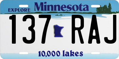MN license plate 137RAJ