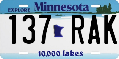 MN license plate 137RAK