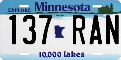 MN license plate 137RAN