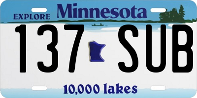MN license plate 137SUB