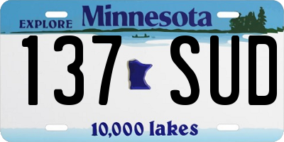 MN license plate 137SUD