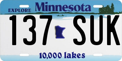 MN license plate 137SUK