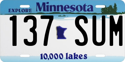MN license plate 137SUM