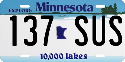 MN license plate 137SUS