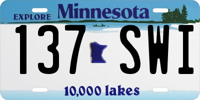 MN license plate 137SWI