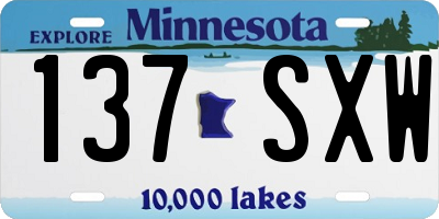MN license plate 137SXW