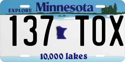 MN license plate 137TOX