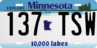MN license plate 137TSW