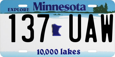 MN license plate 137UAW