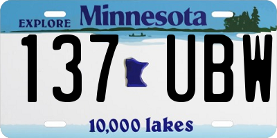 MN license plate 137UBW