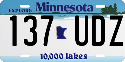 MN license plate 137UDZ