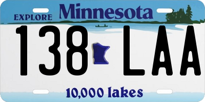 MN license plate 138LAA