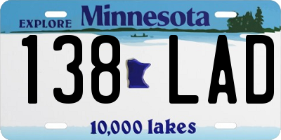 MN license plate 138LAD