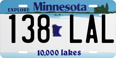 MN license plate 138LAL