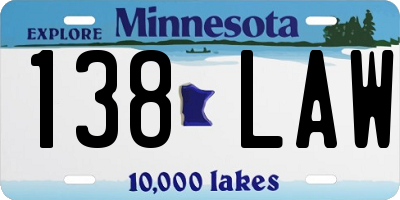 MN license plate 138LAW