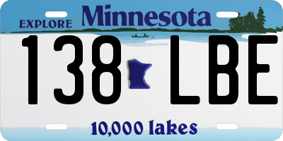 MN license plate 138LBE