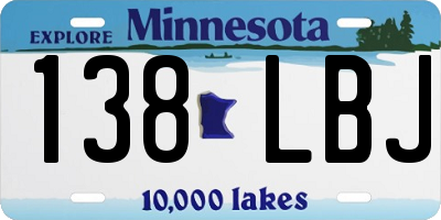 MN license plate 138LBJ