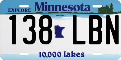 MN license plate 138LBN