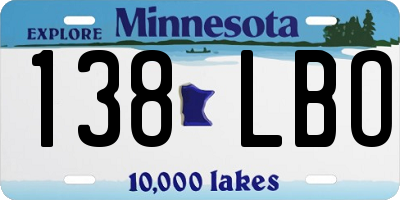 MN license plate 138LBO