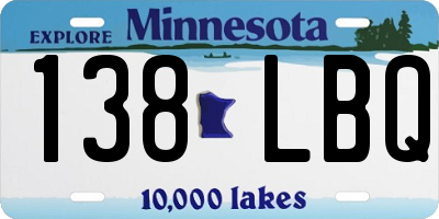 MN license plate 138LBQ