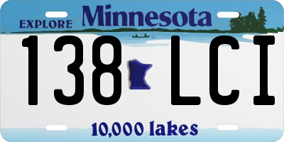 MN license plate 138LCI